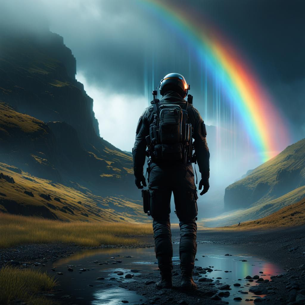 Inverted Rainbow: Death Stranding Style Digital Art