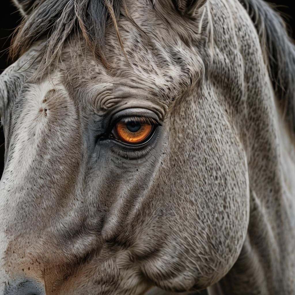 Striking Gray Horse Portrait in Professional Style