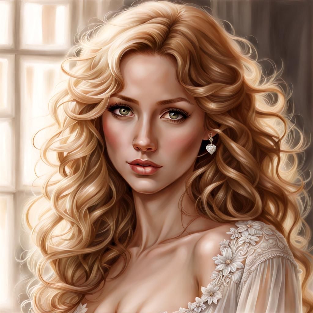 Delicate Graphite Pencil Drawing of a Blond Waif