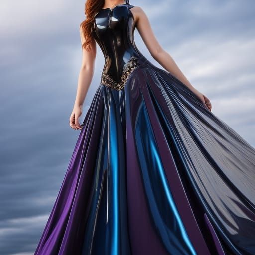 Latex Corset Dress Portrait in Glamour Style