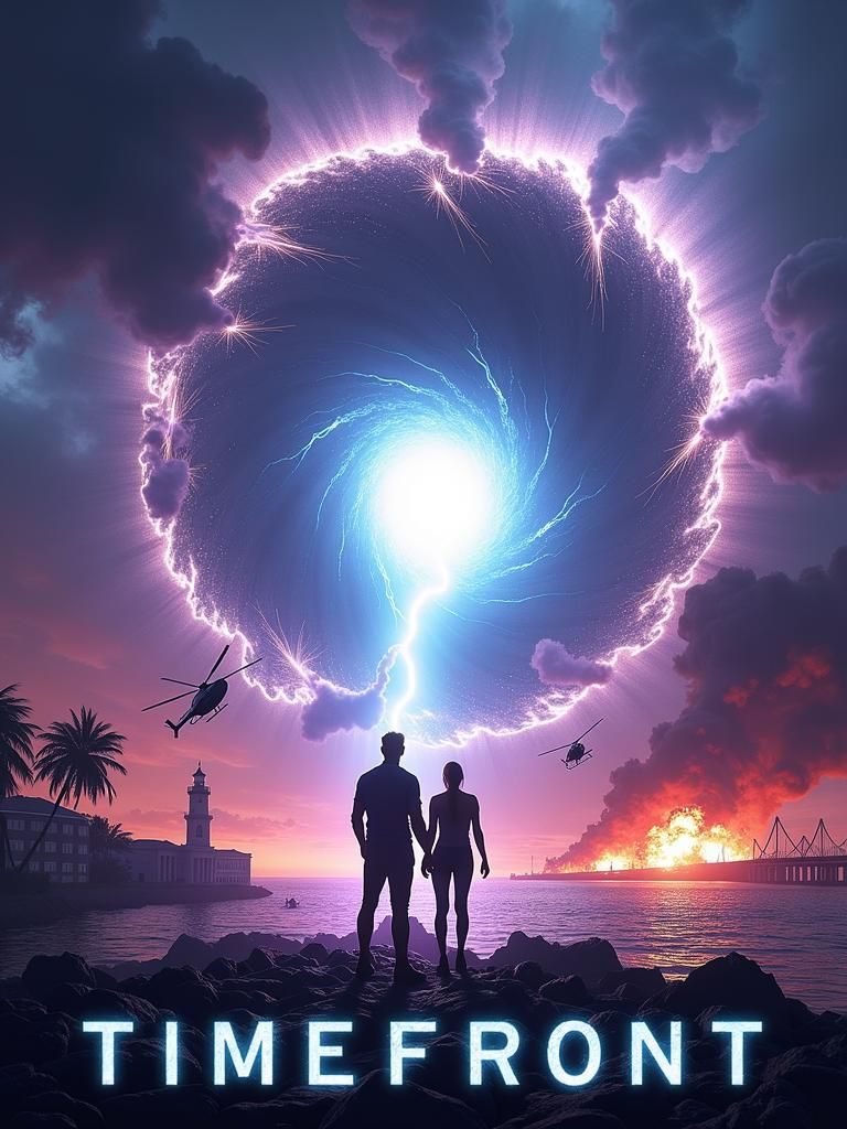 Menacing Time Rift with Silhouetted Figures