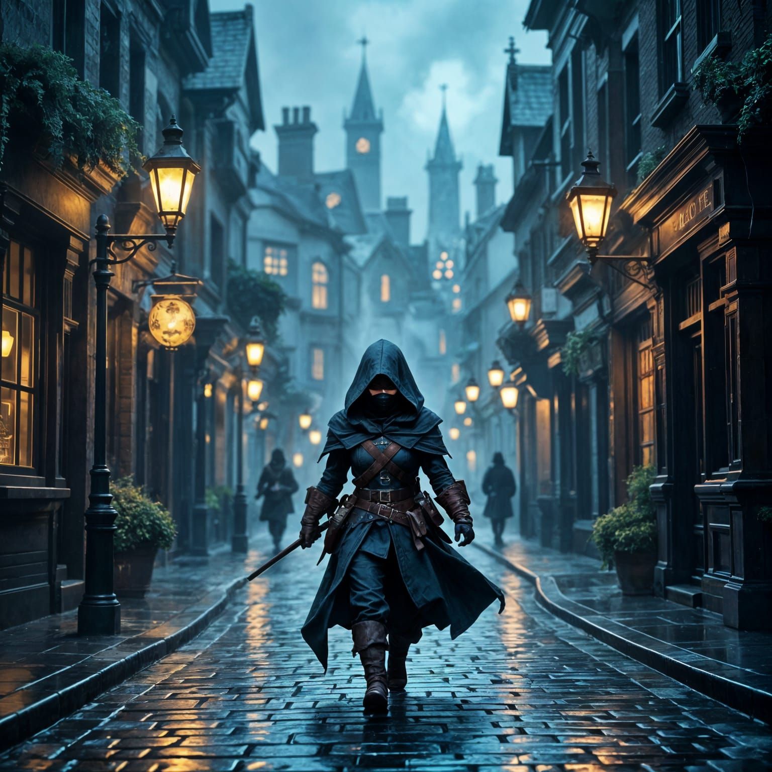 Halfling Rogue in Victorian City Streets