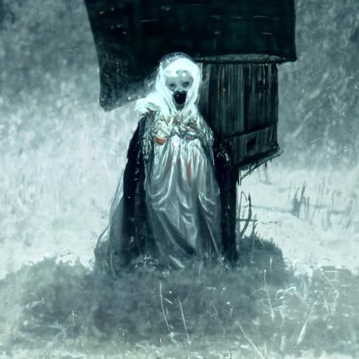 Ghostly Zipper-Mouth Lady: Horror Art