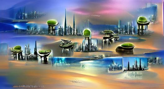 Futuristic Alien Cityscape with Distant Planets