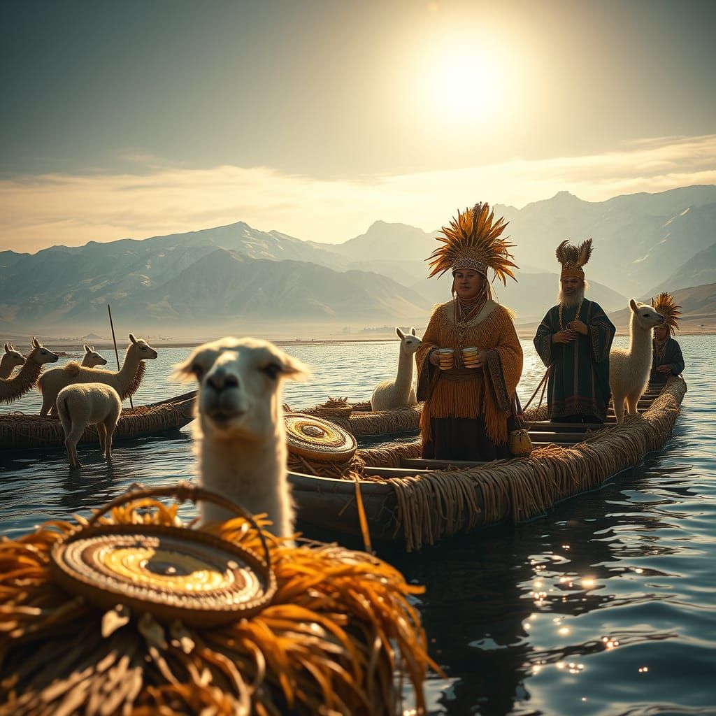Inca Ceremony on Titicaca Lake with Andes Backdrop