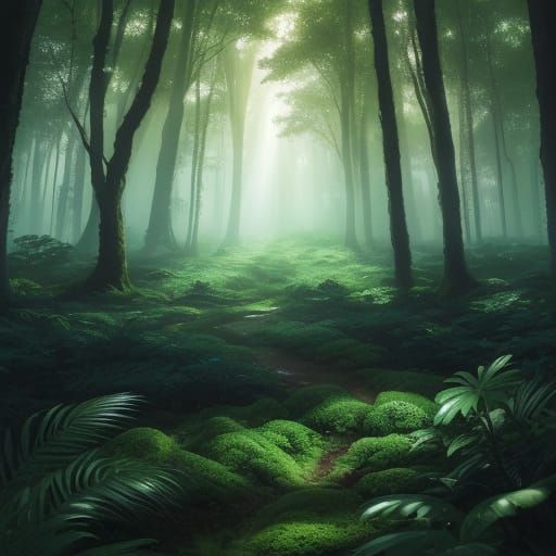 Ethereal Forest Fantasy in Hyperrealistic Concept Art