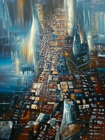 Endless Cityscape in Oil Painting Style