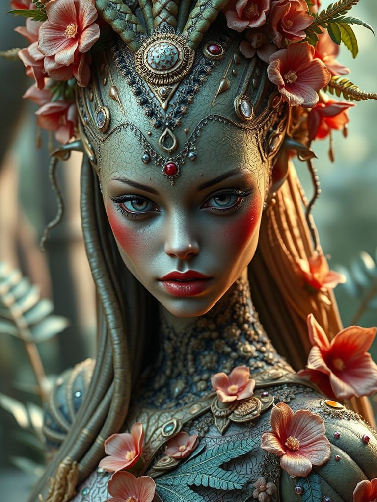 Alien Rainforest Goddess: Hyperdetailed Fantasy Art