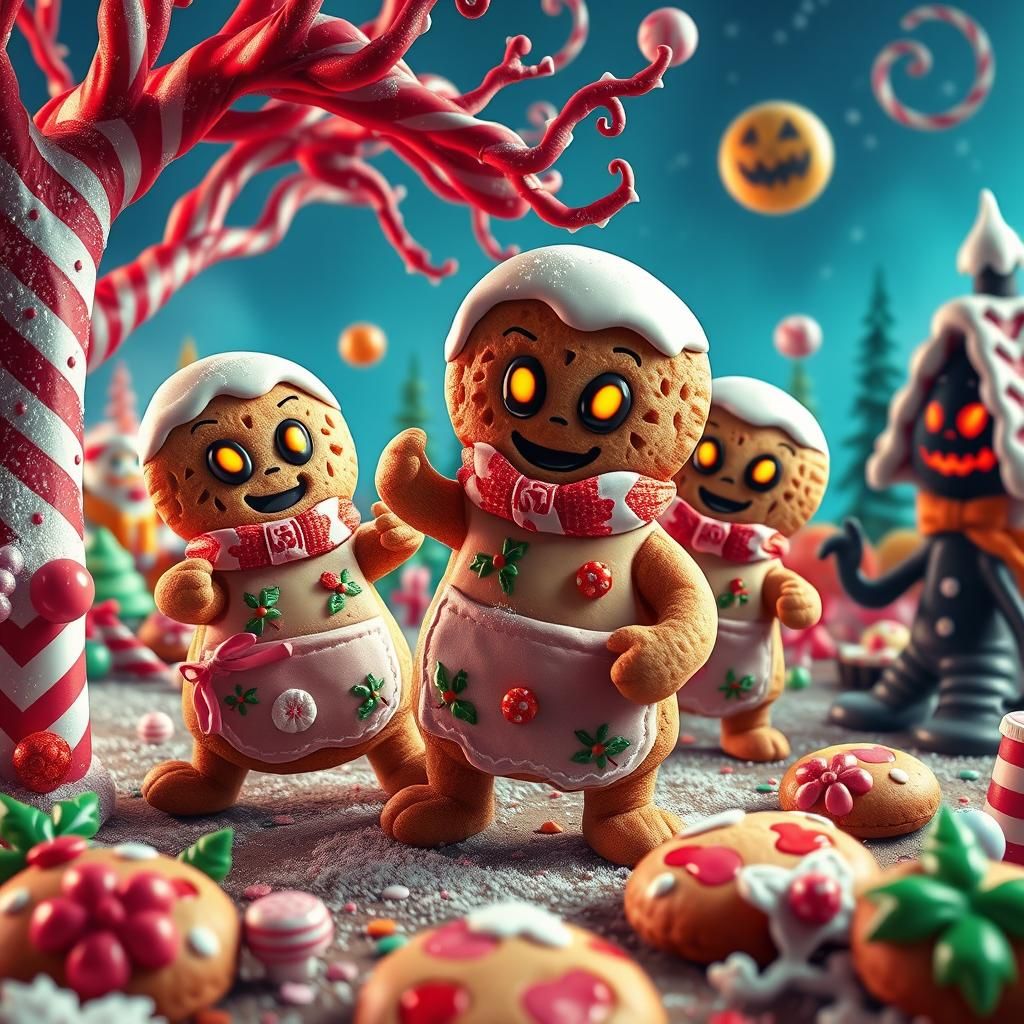 Epic Cookie Battle in Candyland: Hyperrealistic Digital Art