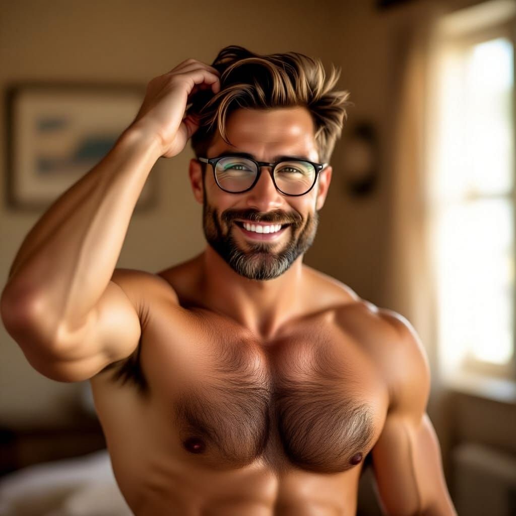 Man With Beard and Glasses Holds Coffee Cup