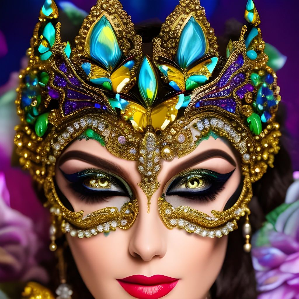 Fantasy Masquerade: Woman with Butterfly Mask