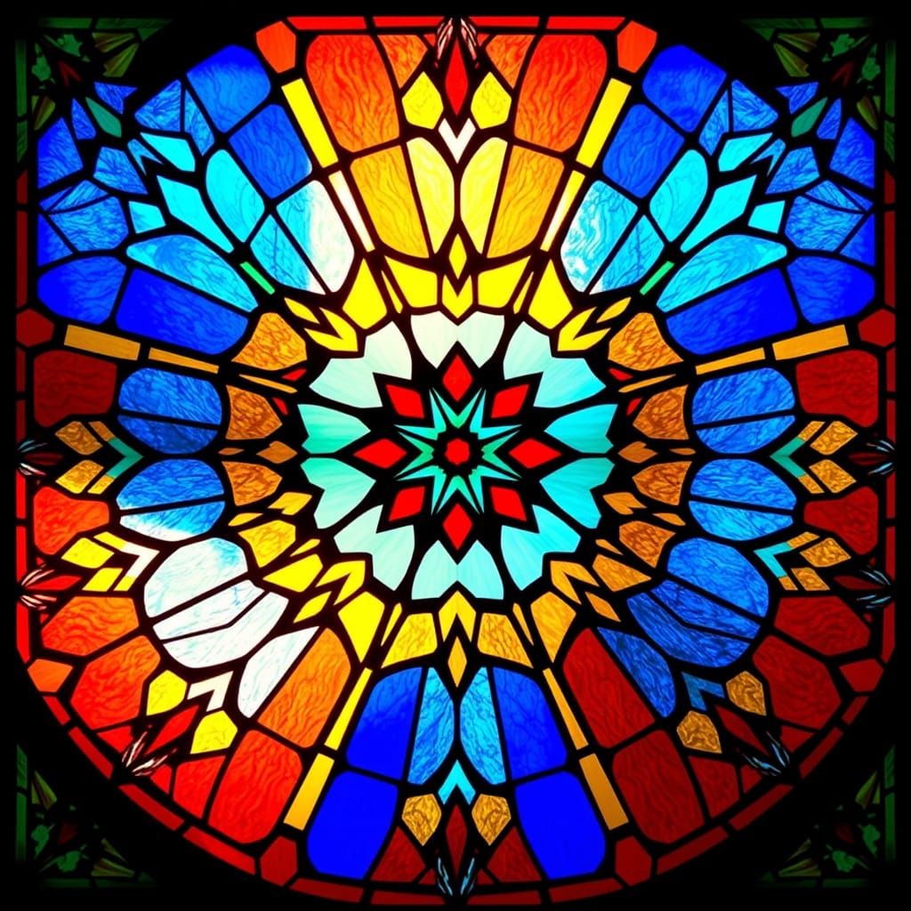 Vibrant Geometric Stained Glass Masterpiece