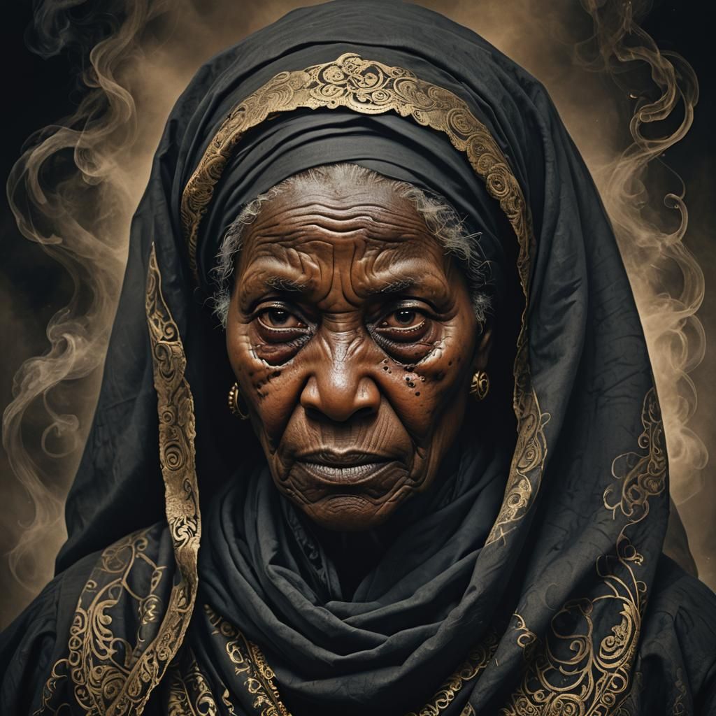 Sorrowful Portrait of an Elderly Nigerian Woman