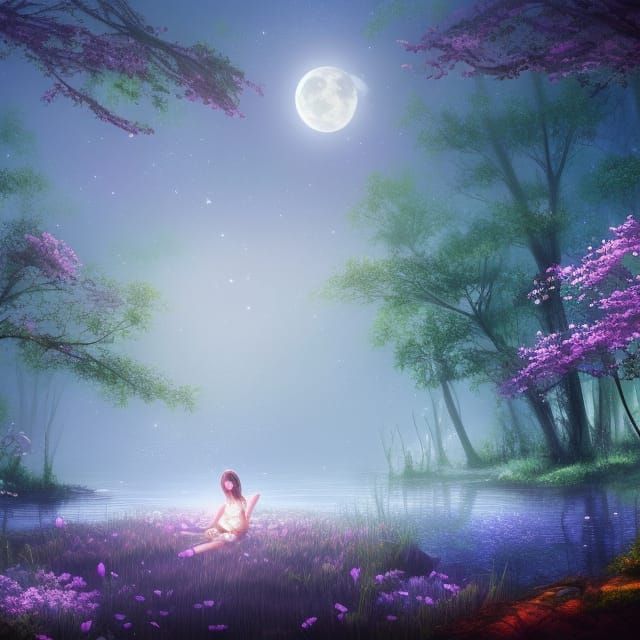 Enchanted Forest Under Moonlight: A Fantasy Landscape