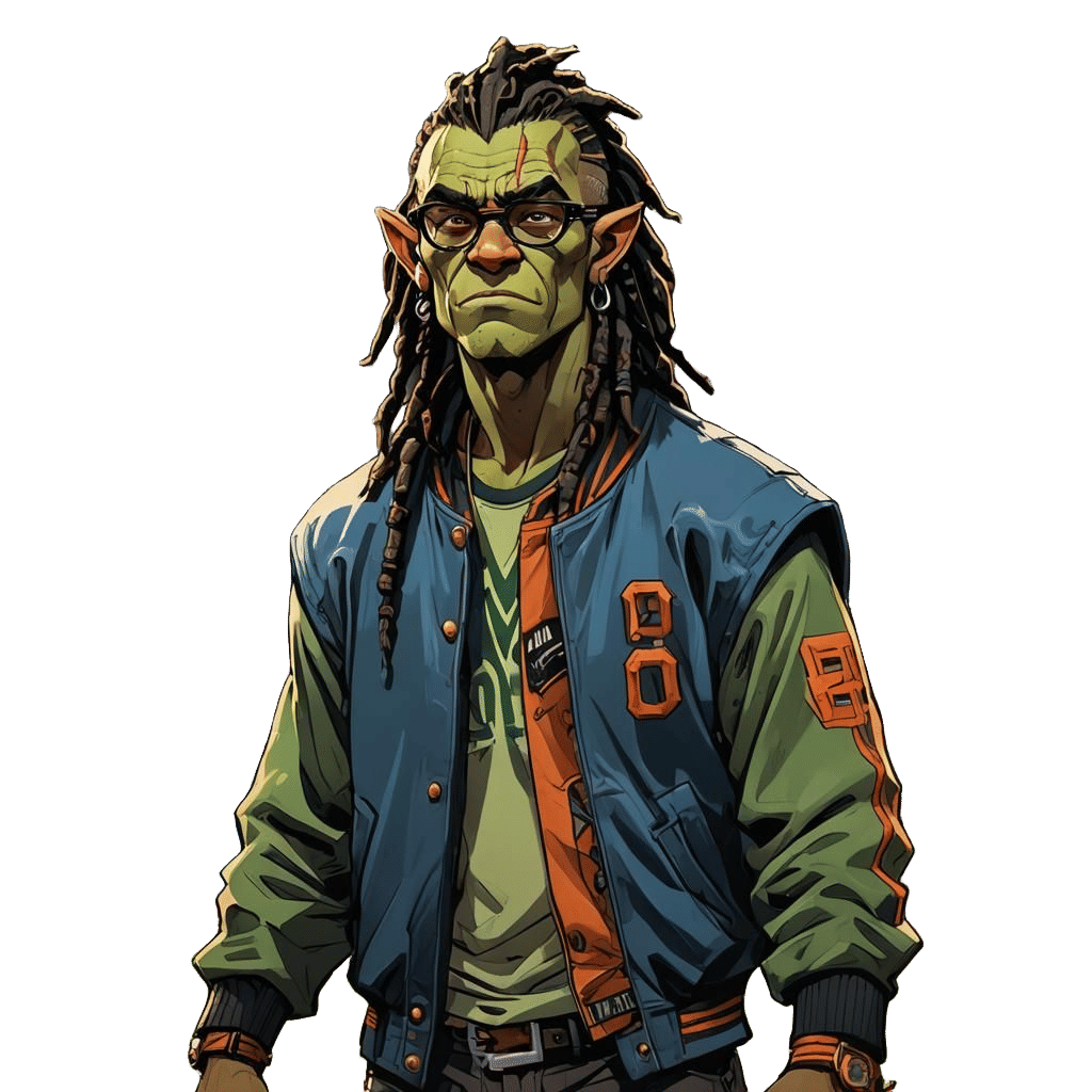 Half-Orc Jock with Dreadlocks: Fantasy Concept Art