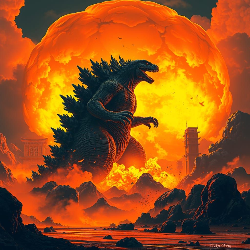 Godzilla in Thermonuclear Explosion, Dystopian Futurism