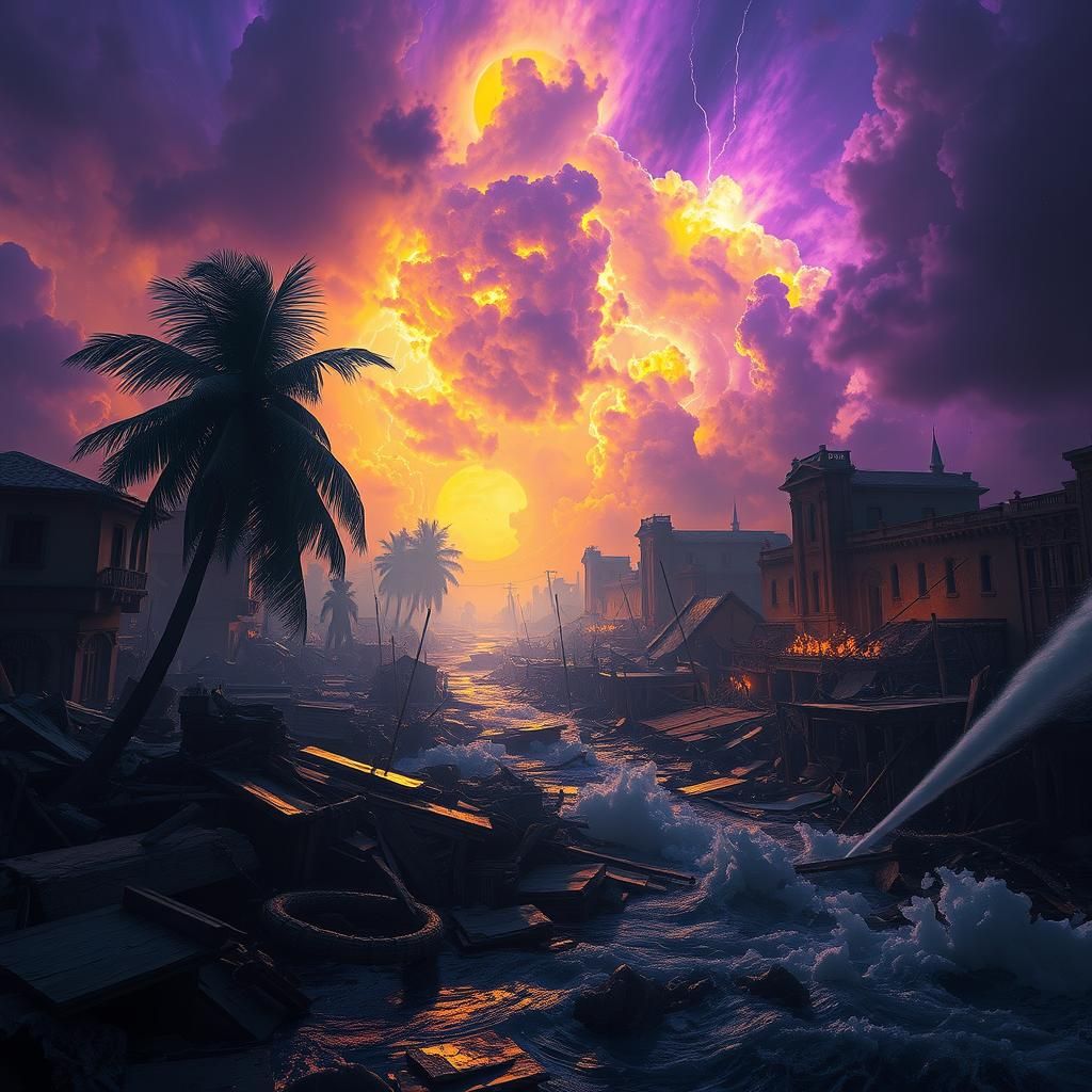 Menacing Storm Approaches Florida in Dark Fantasy Style