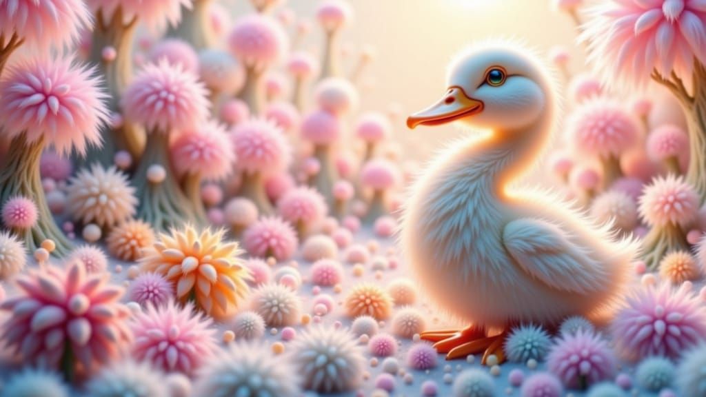 Whimsical Village Duck in Pastel Paradise