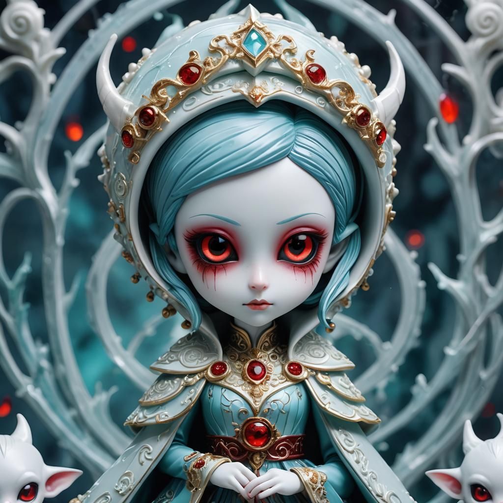 Demonic Porcelain Gardevoir in Dark Fantasy Style