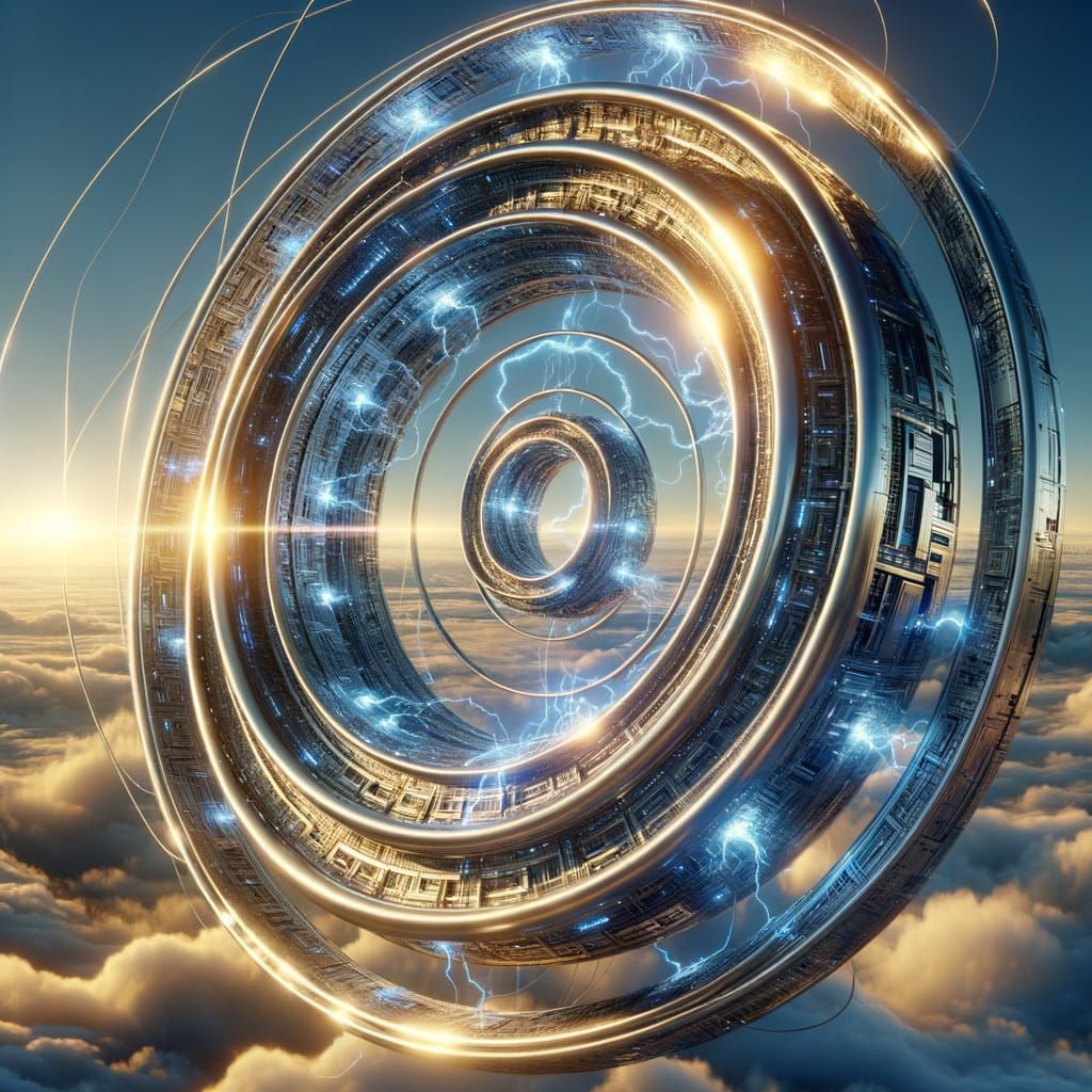 Celestial Metal Construct with Blue Lightning in 8K