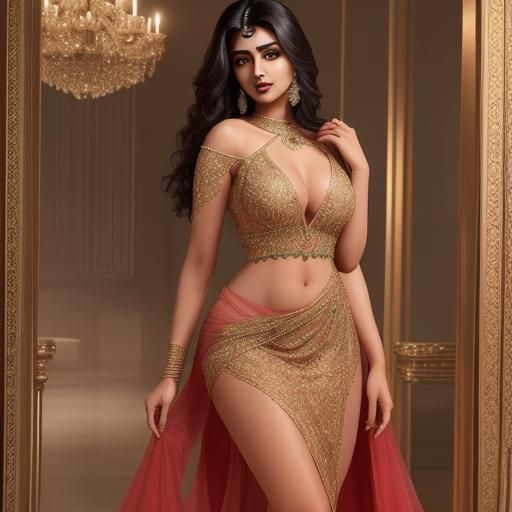 Elegant Indian Woman in Sensuous Evening Gown