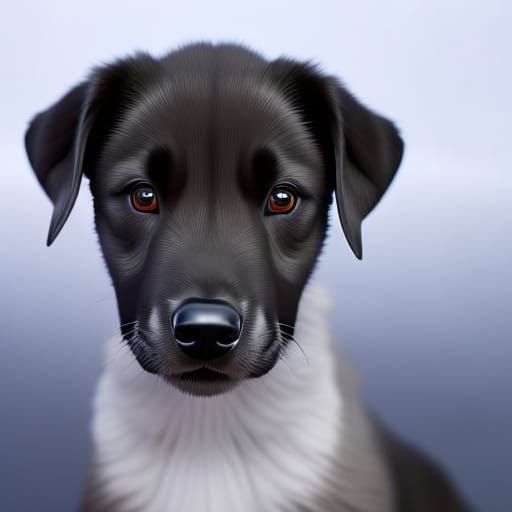 Futuristic Chrome Shepherd Puppy in Dream Landscape