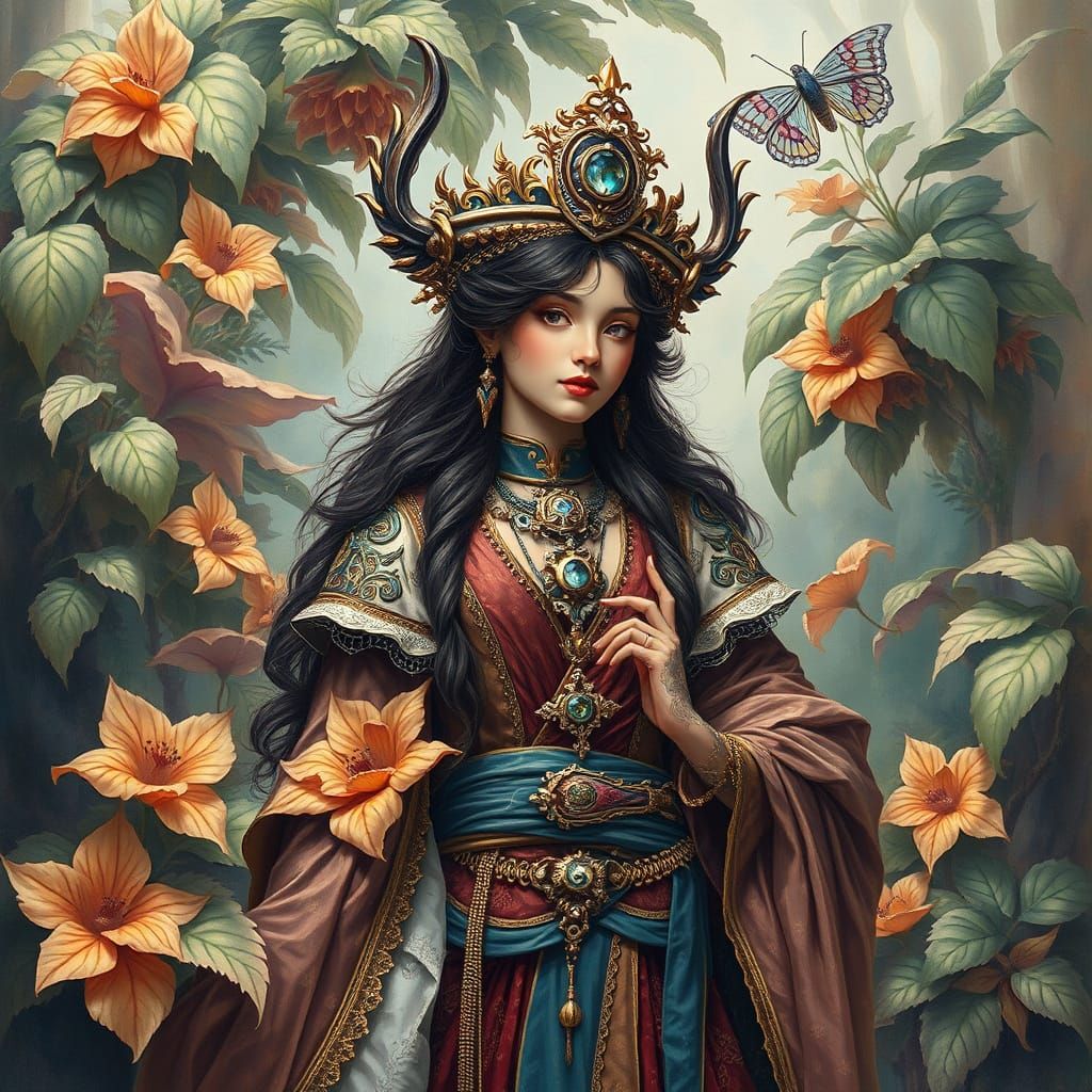 Fantasy Character in Art Nouveau Style