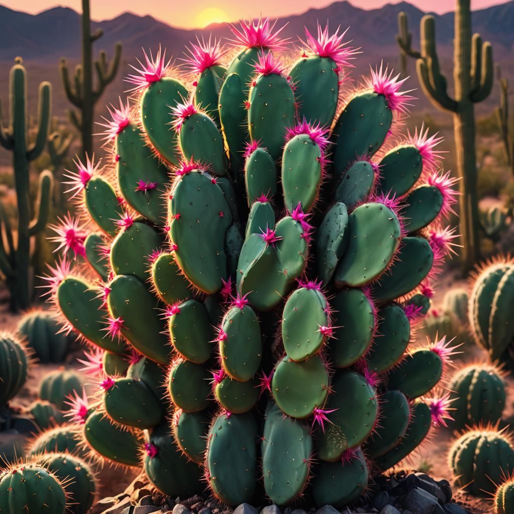 Vibrant Cactus Concept Art in Splash Art Style
