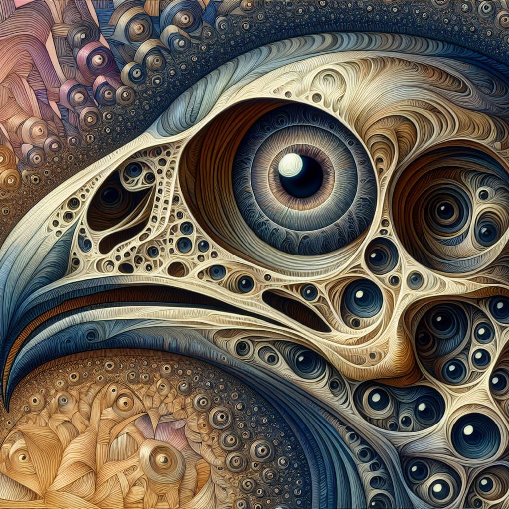 Bird Skull Eye Socket in Oil Paint