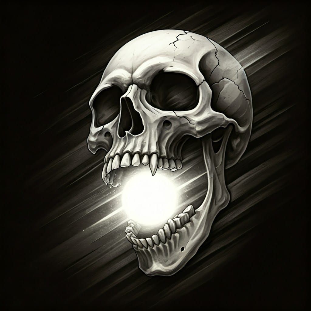 Surreal Skull of Death Consumes Glowing Ball of Soul in Char...