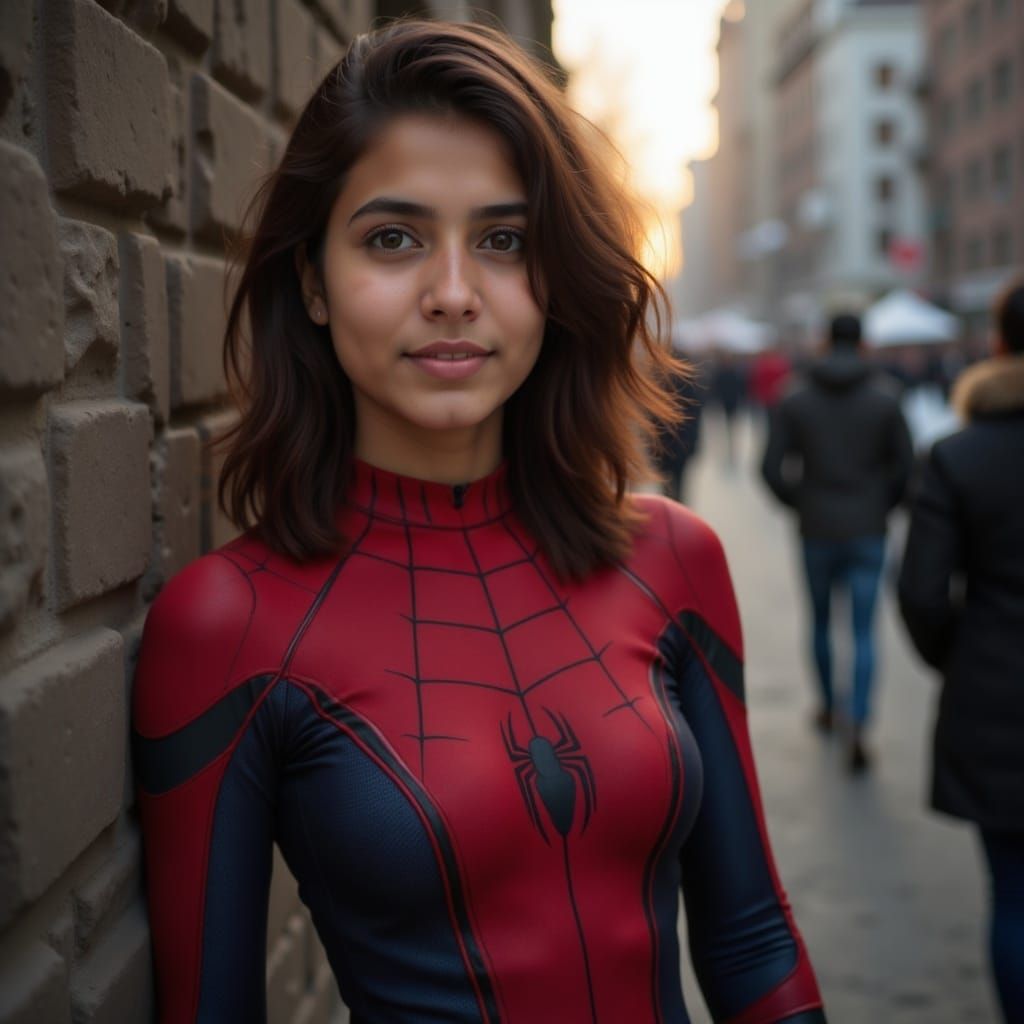 Portrait of Spider Woman in a Futuristic Cyberpunk Style