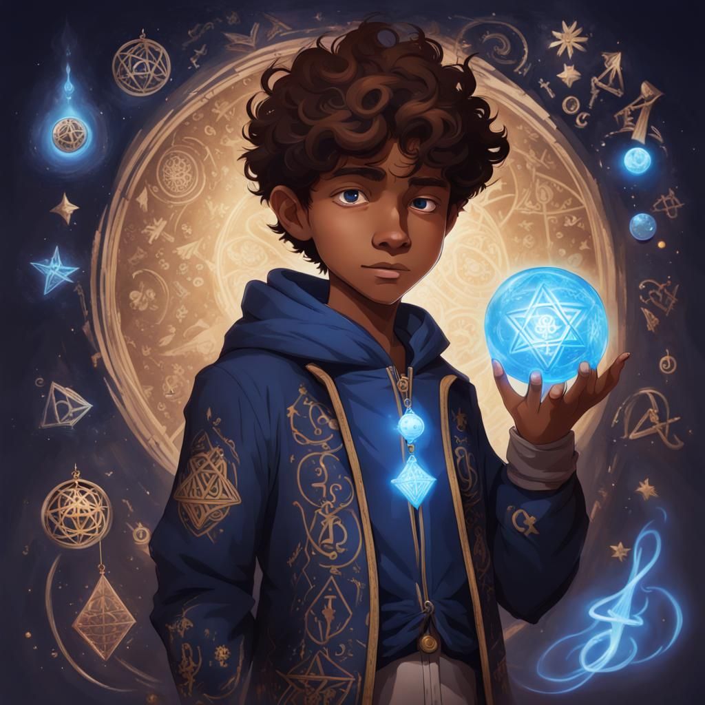 Magical Son in Symbolic Jacket Holding Orb