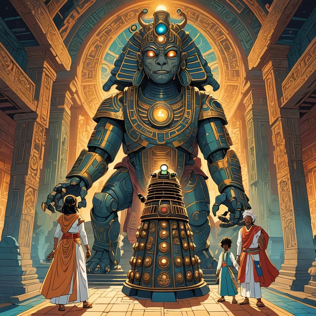 Anime Illustration of Kali, Vishnu, and Dalek Wonder Zero