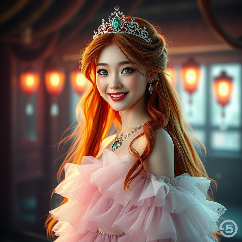 Vibrant Princess Portrait in Pastel Colors