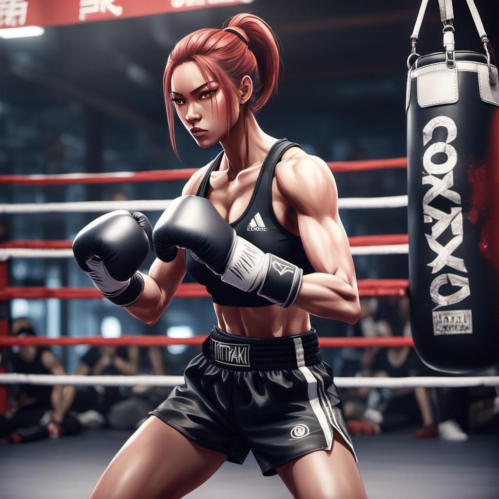 Anime Style: Blonde Boxer Posing in Ring