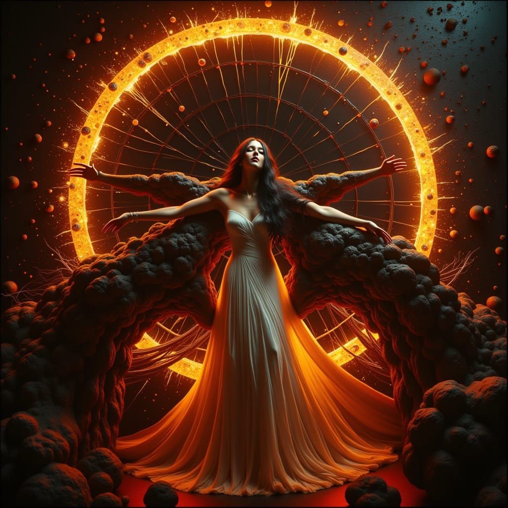 Dystopian Sci-Fi Scene in Amber and Yellow Tones