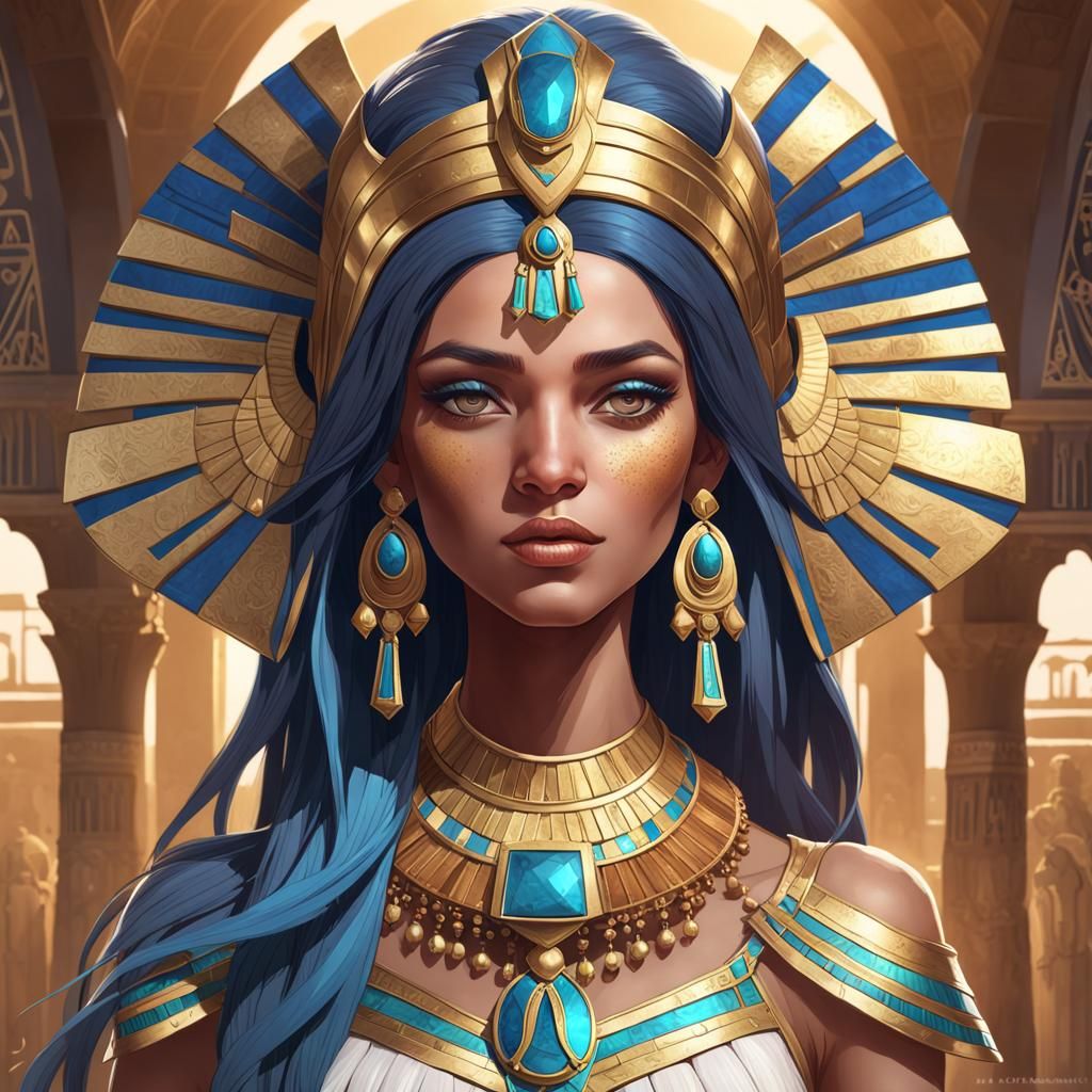 Egyptian Princess Portrait in Hyperdetailed Digital Art