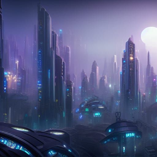 Futuristic Planetary City at Night in Unreal Engine
