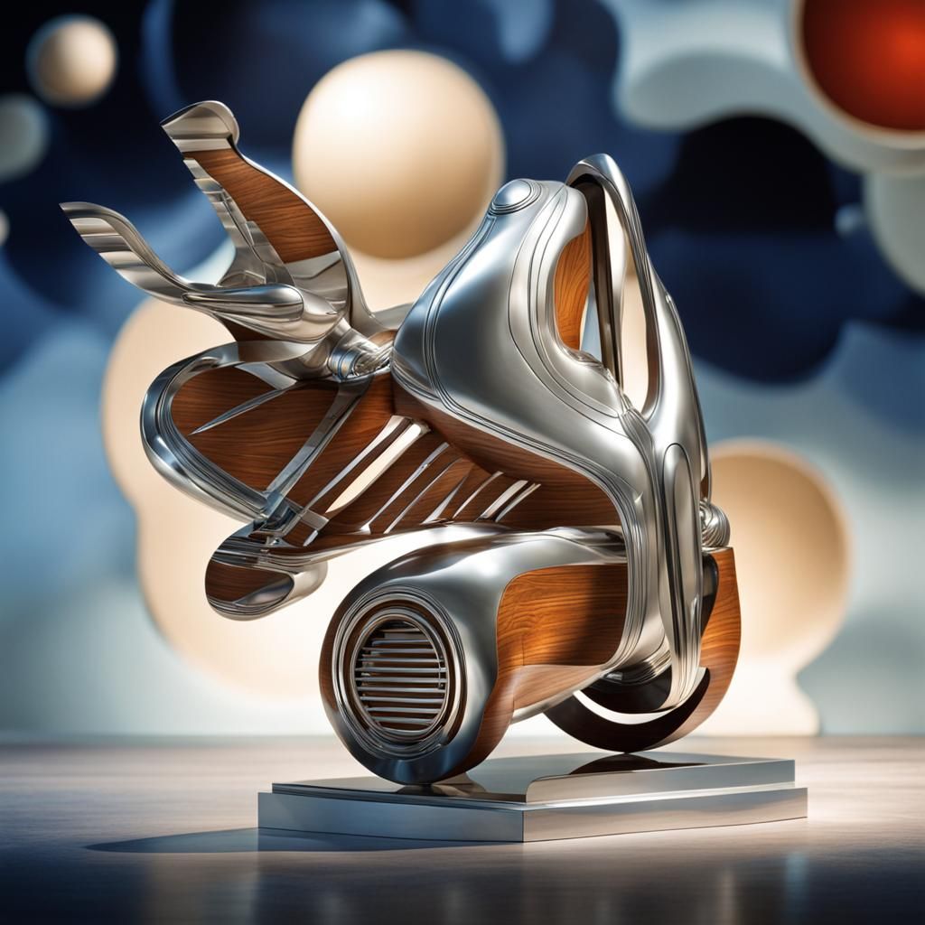 Futuristic Art Deco Sculpture in Museum