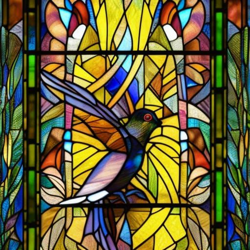 Stained Glass Dove in Crystal Cubism Style
