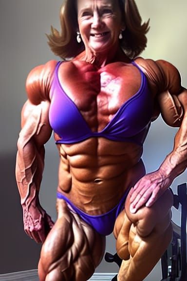 Muscular Bodybuilder Grandma with Defined Abs