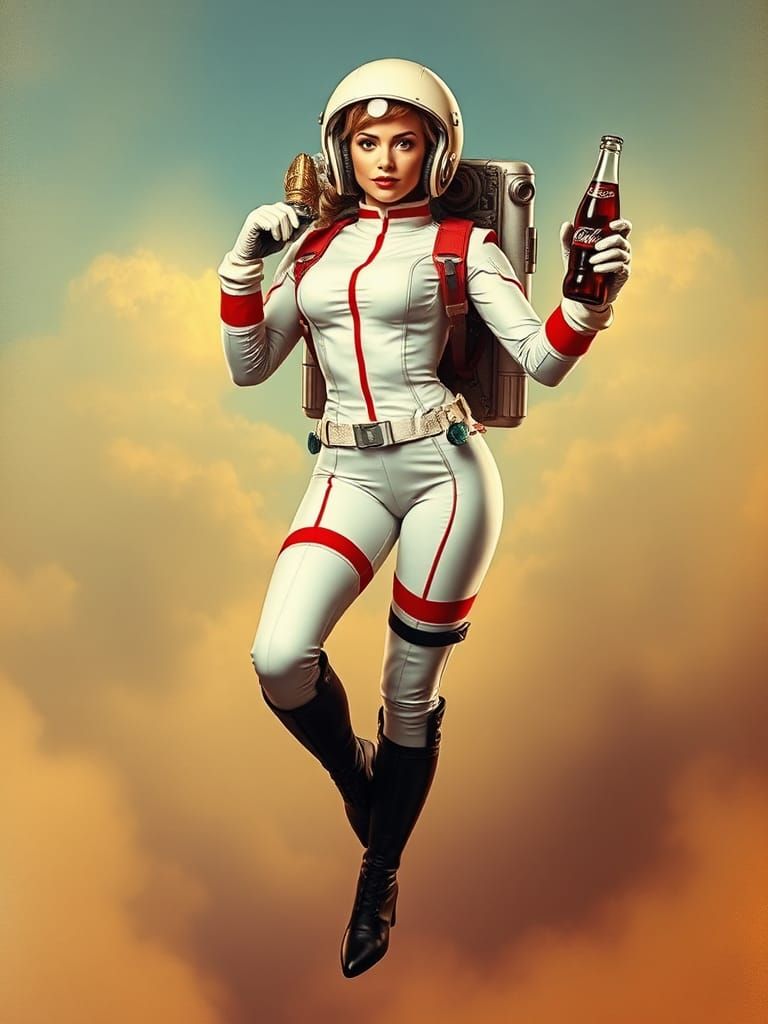 Retro Sci-Fi Nuka Cola Pinup Girl in Space