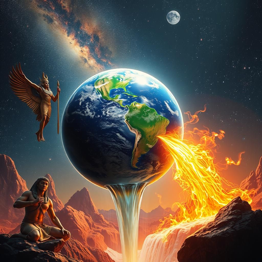 Glass Earth Surrounded by Egyptian Gods