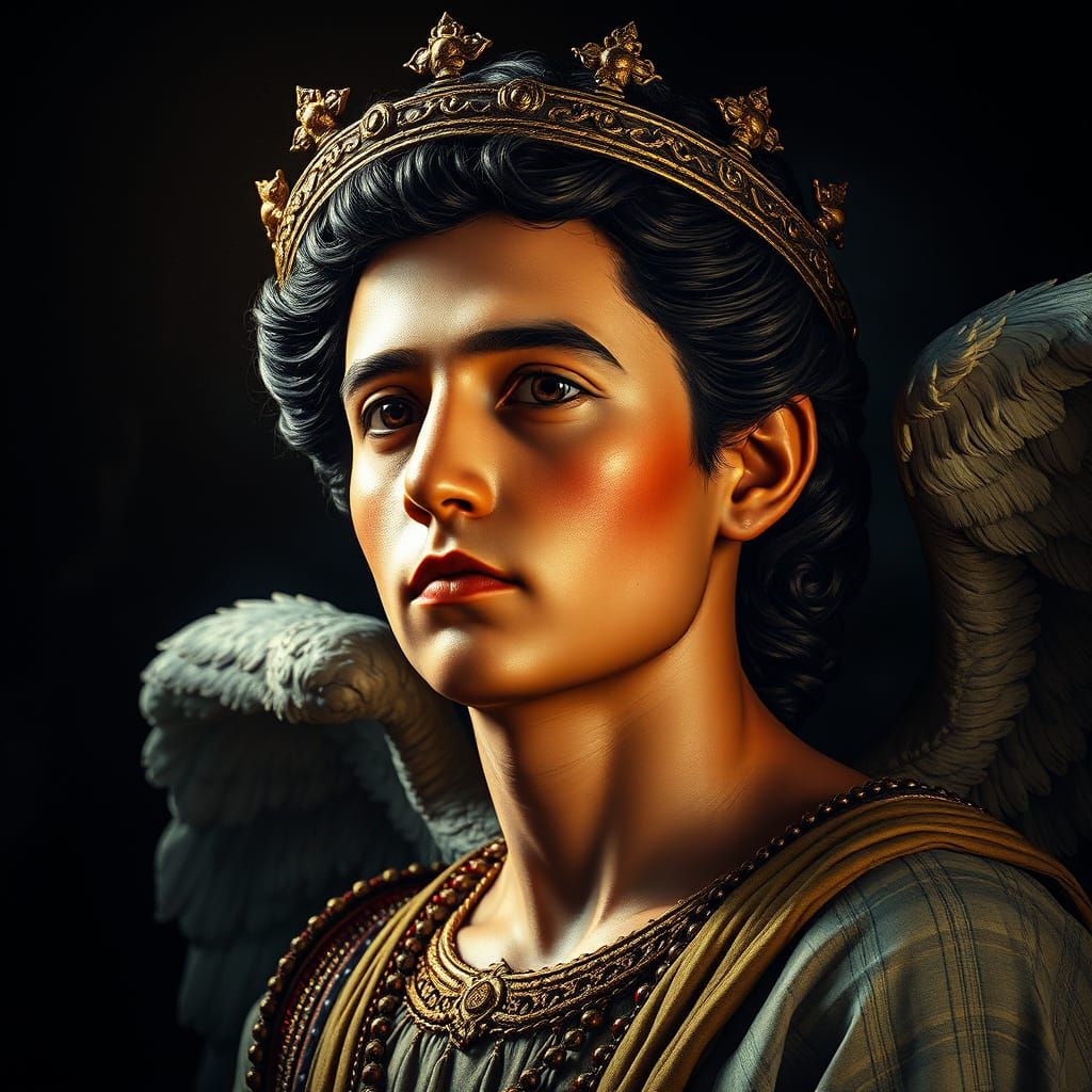 Hispanic Guardian Angel Oil Painting