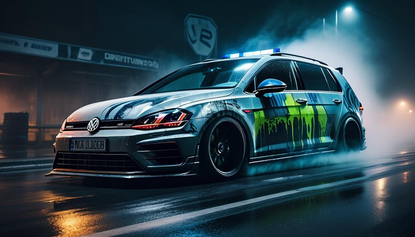 Modified VW Golf 7R in Street Art Style