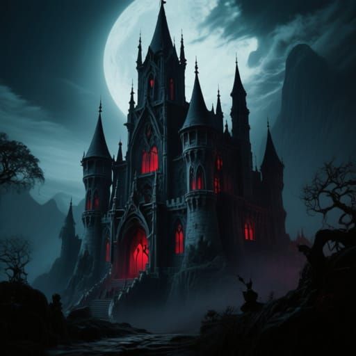 Gothic Castle Vampire Haunting Night