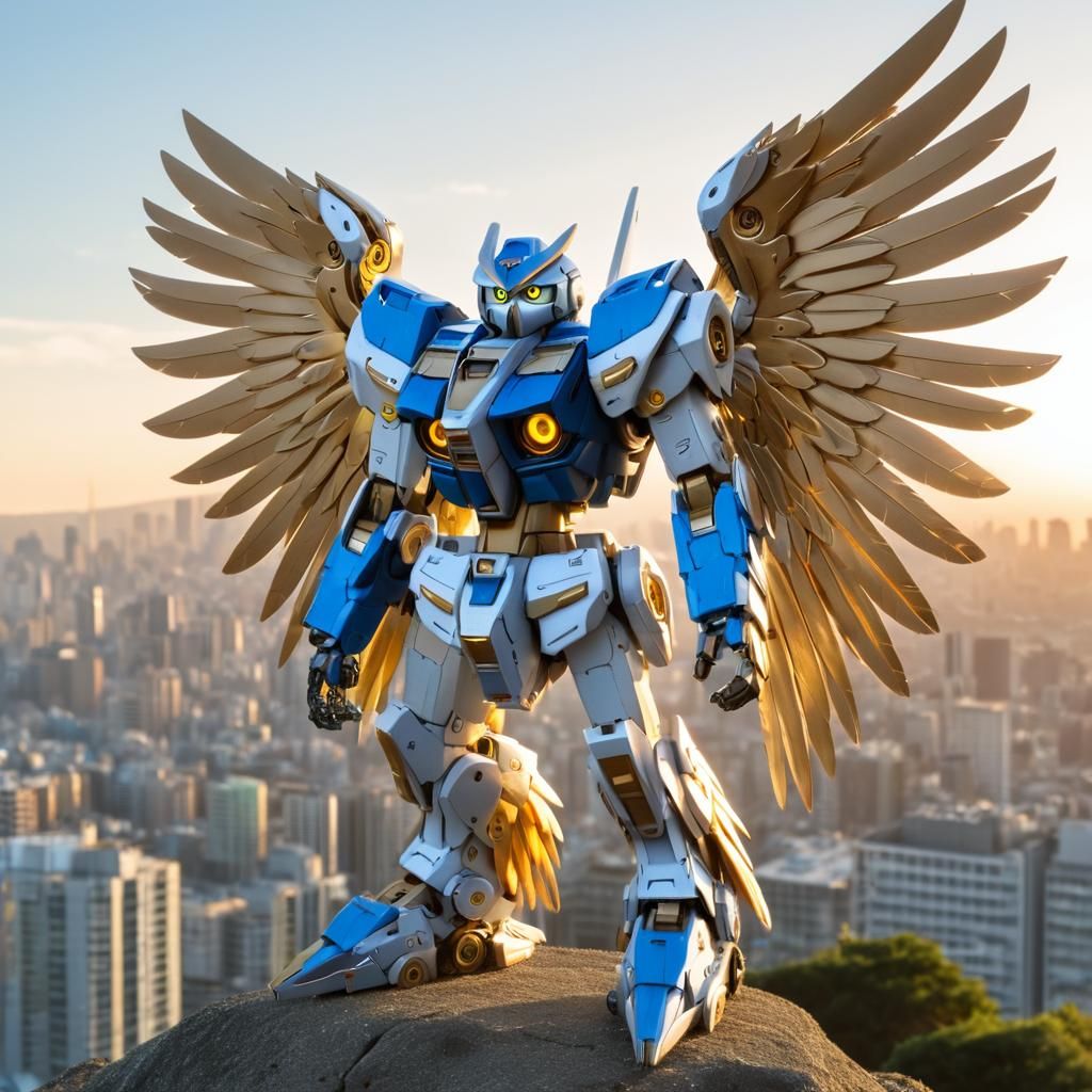 Mechanical Owl Mobile Suit in Anime Style