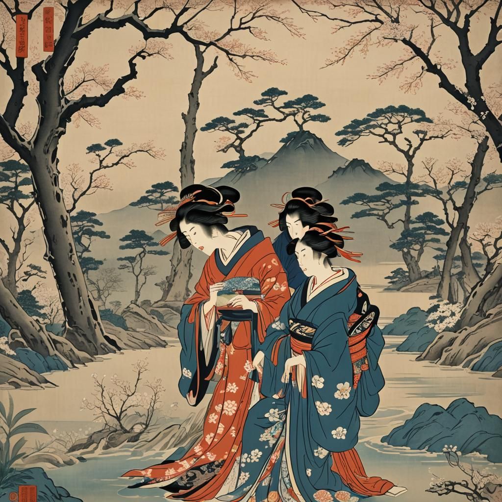 AI Image in Ukiyo-e Japanese Art Style