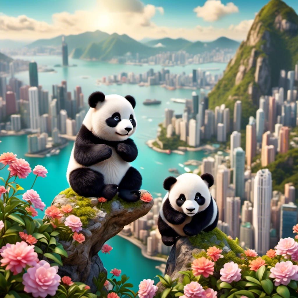<lora:Adorable 3D Real:1.0>two cute fluffy chibi  in Hong Ko...