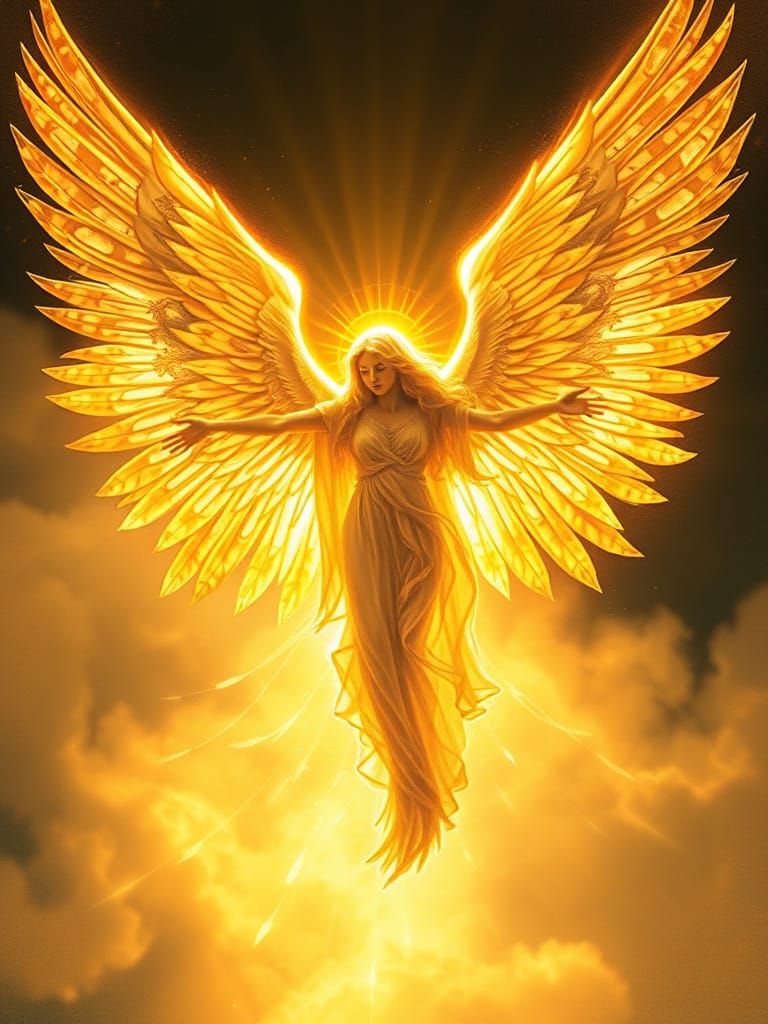 Seraphim in Radiant, Golden Winged Splendor